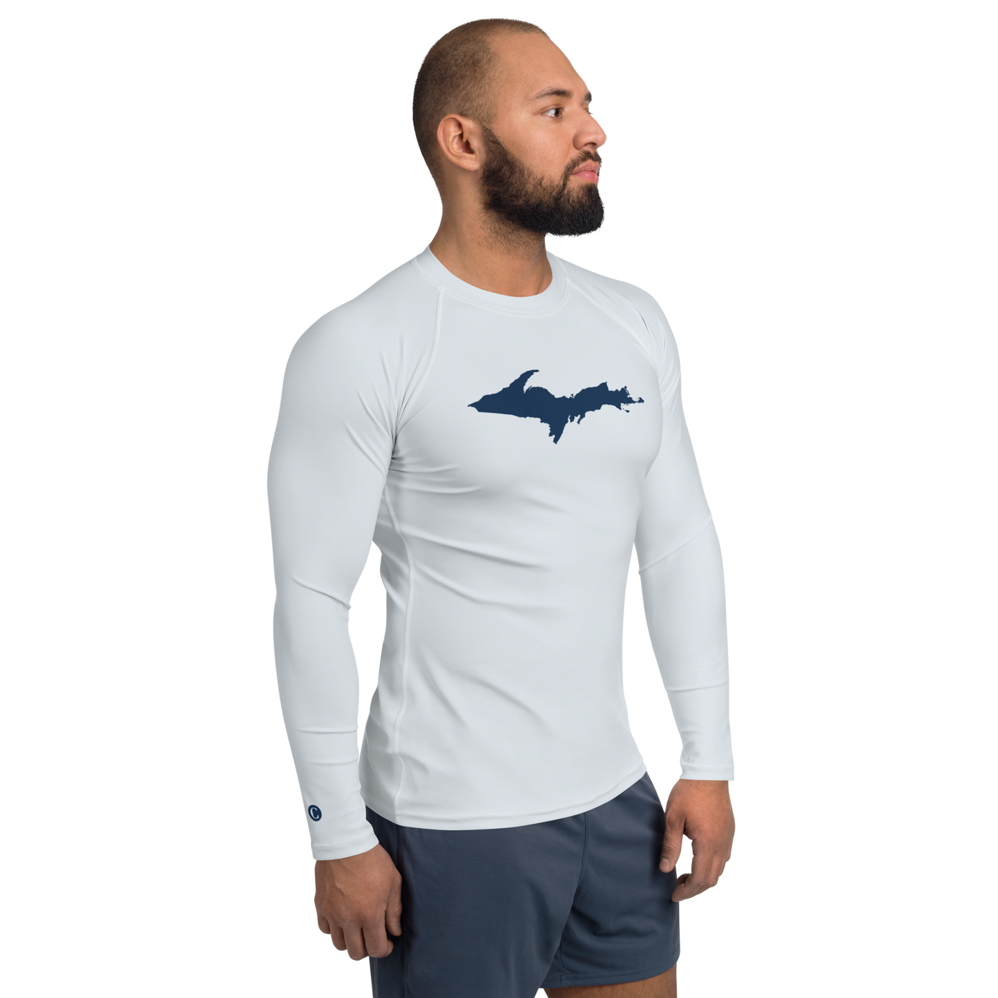 Michigan Upper Peninsula Rash Guard (w/ UP Outline) | Men's - Gossy White