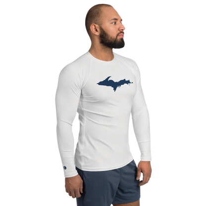 Michigan Upper Peninsula Rash Guard (w/ UP Outline) | Men's - Birch Bark White