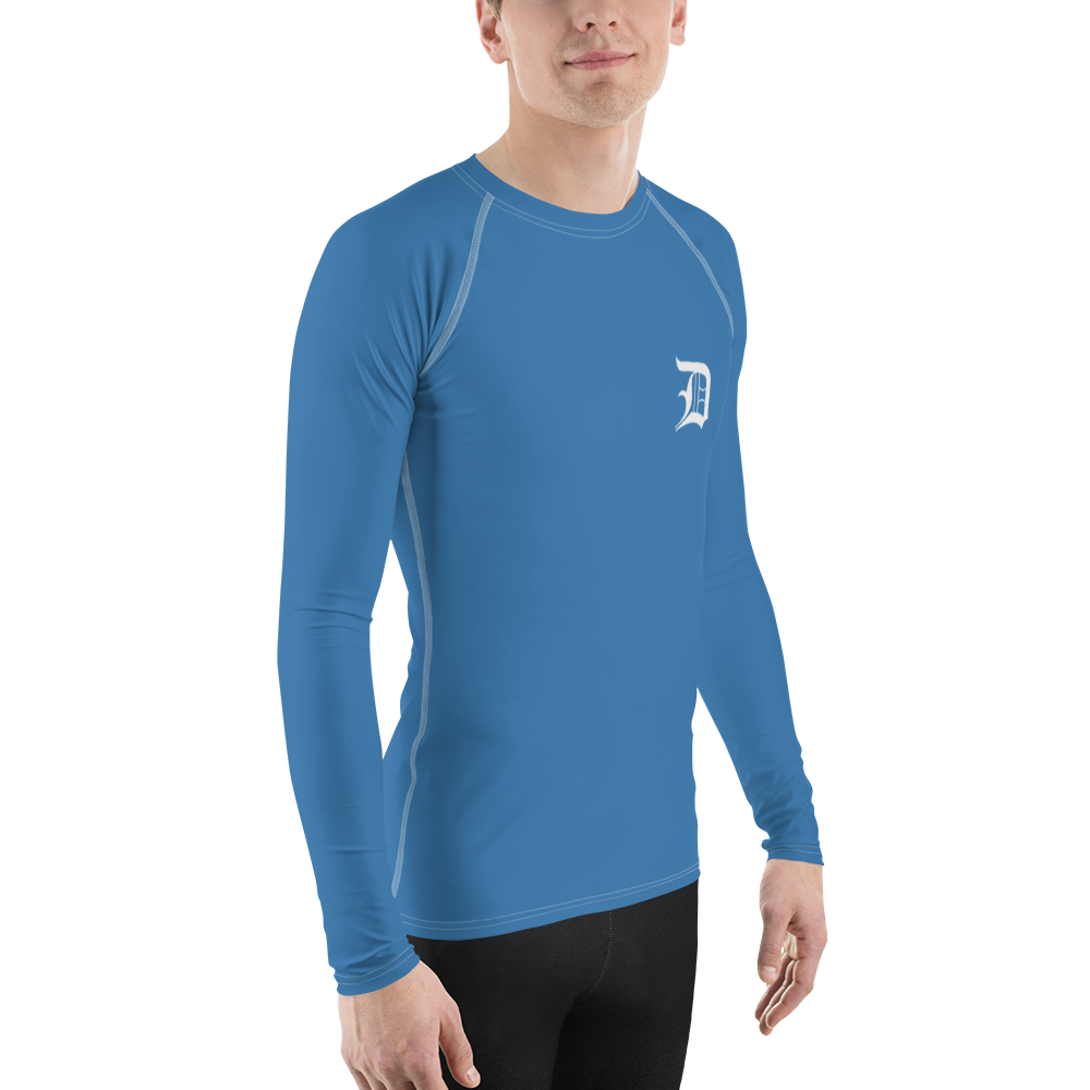 Detroit 'Old English D' Rash Guard | Men's - Lake Superior Blue