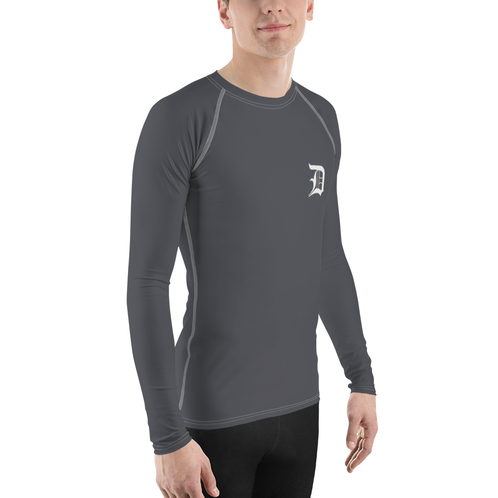 Detroit 'Old English D' Rash Guard | Men's - Iron Ore Grey