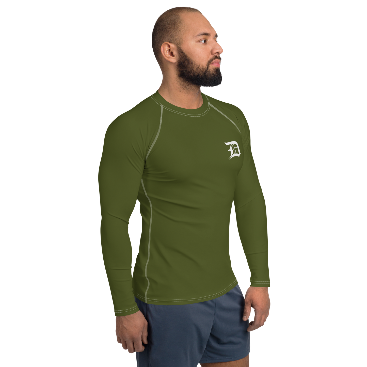 Detroit 'Old English D' Rash Guard | Men's - Army Green