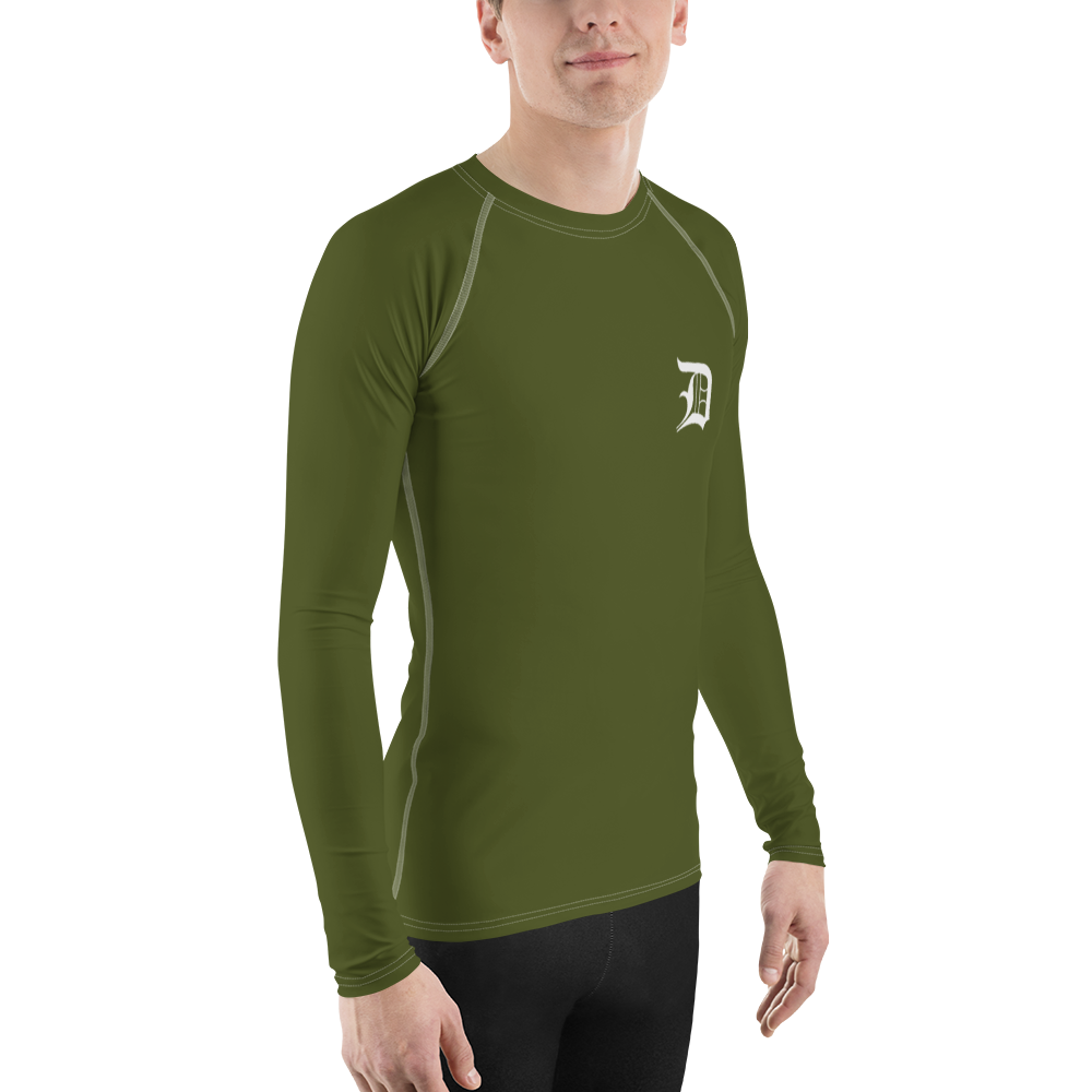 Detroit 'Old English D' Rash Guard | Men's - Army Green