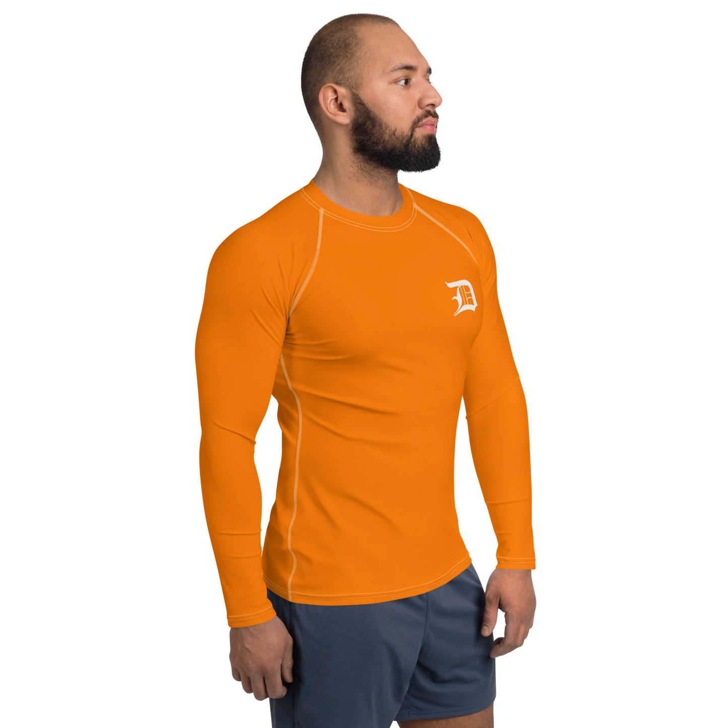 Detroit 'Old English D' Rash Guard | Men's - Safety Orange