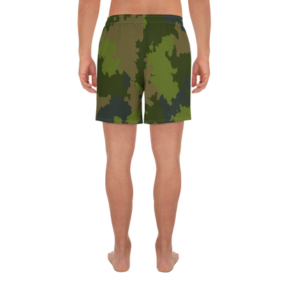 Michigan Upper Peninsula Athletic Shorts (w/ UP USA Flag) | Men's - Woodland Camo