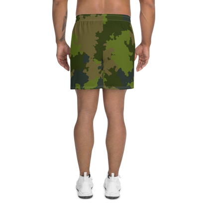 Michigan Upper Peninsula Athletic Shorts (w/ UP USA Flag) | Men's - Woodland Camo