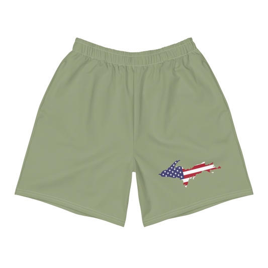 Michigan Upper Peninsula Athletic Shorts (w/ UP USA Outline) | Men's - Beachgrass Green