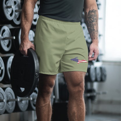 Michigan Upper Peninsula Athletic Shorts (w/ UP USA Outline) | Men's - Beachgrass Green