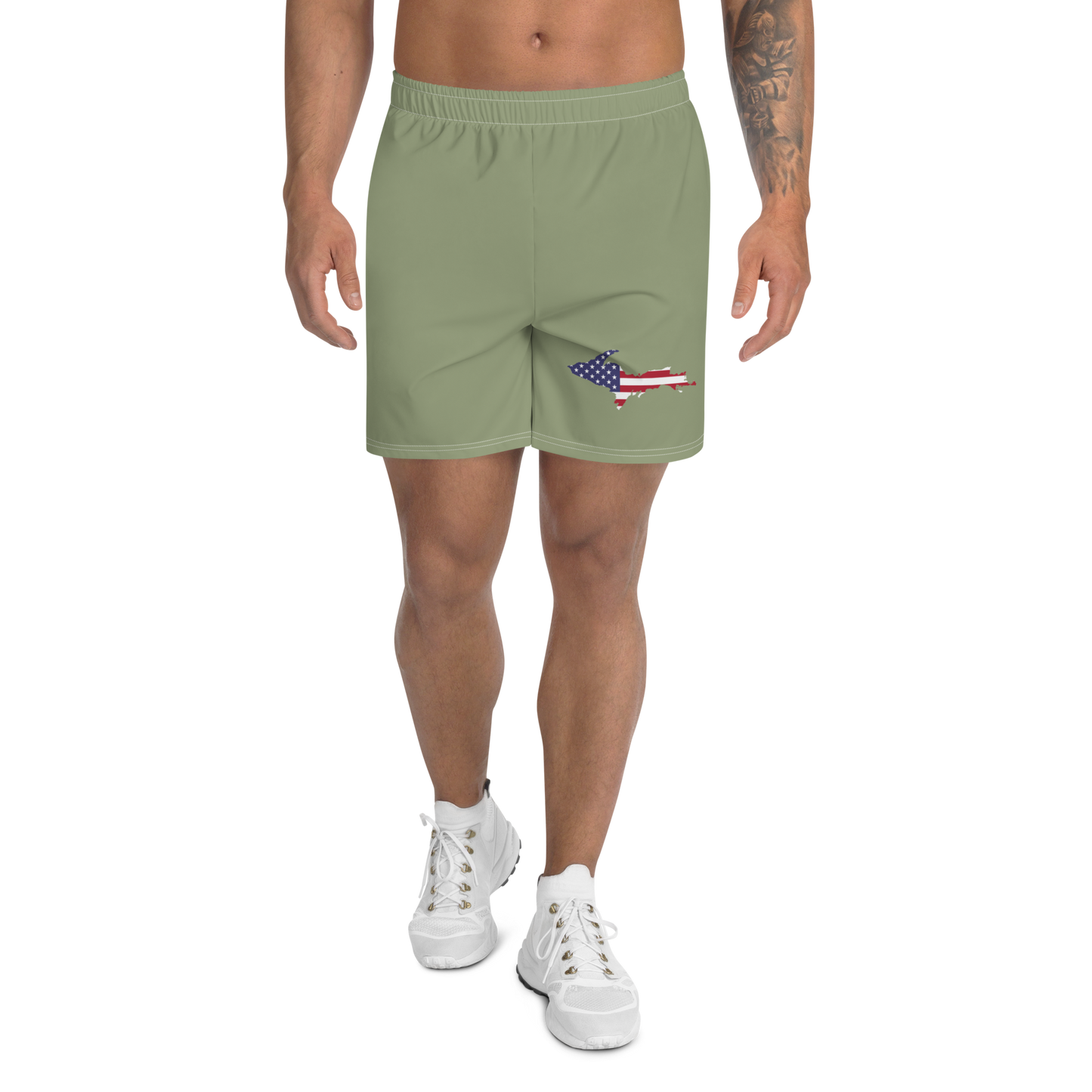 Michigan Upper Peninsula Athletic Shorts (w/ UP USA Outline) | Men's - Beachgrass Green