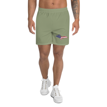 Michigan Upper Peninsula Athletic Shorts (w/ UP USA Outline) | Men's - Beachgrass Green