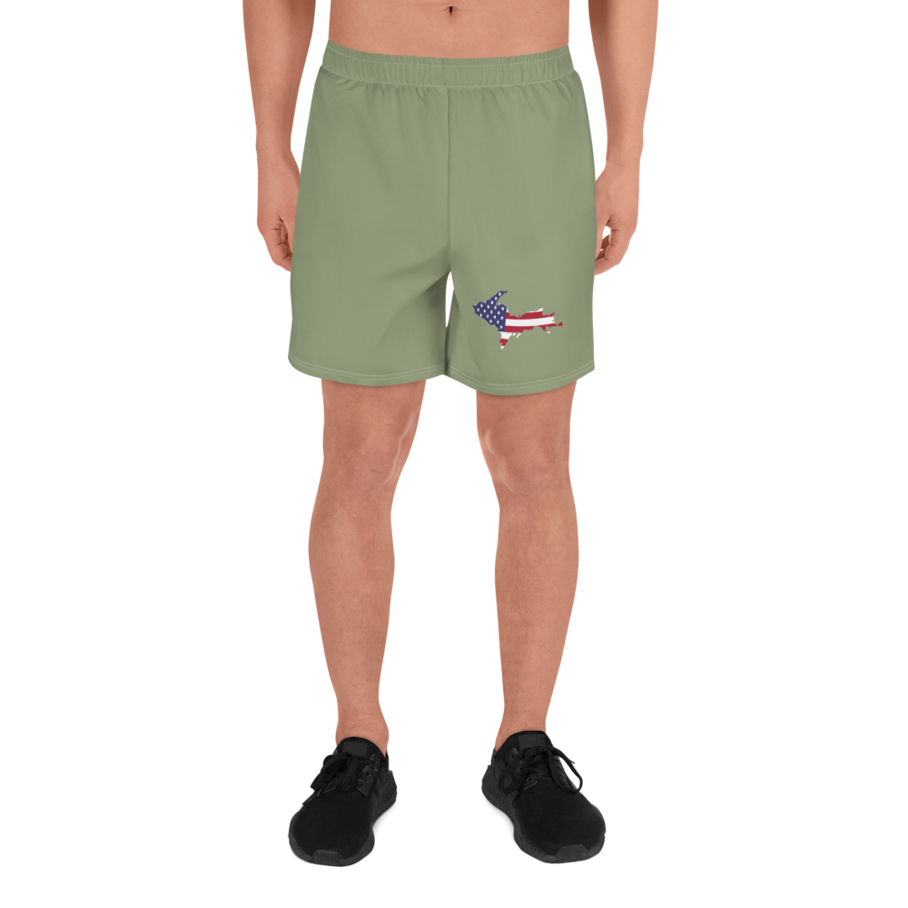 Michigan Upper Peninsula Athletic Shorts (w/ UP USA Outline) | Men's - Beachgrass Green