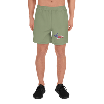 Michigan Upper Peninsula Athletic Shorts (w/ UP USA Outline) | Men's - Beachgrass Green