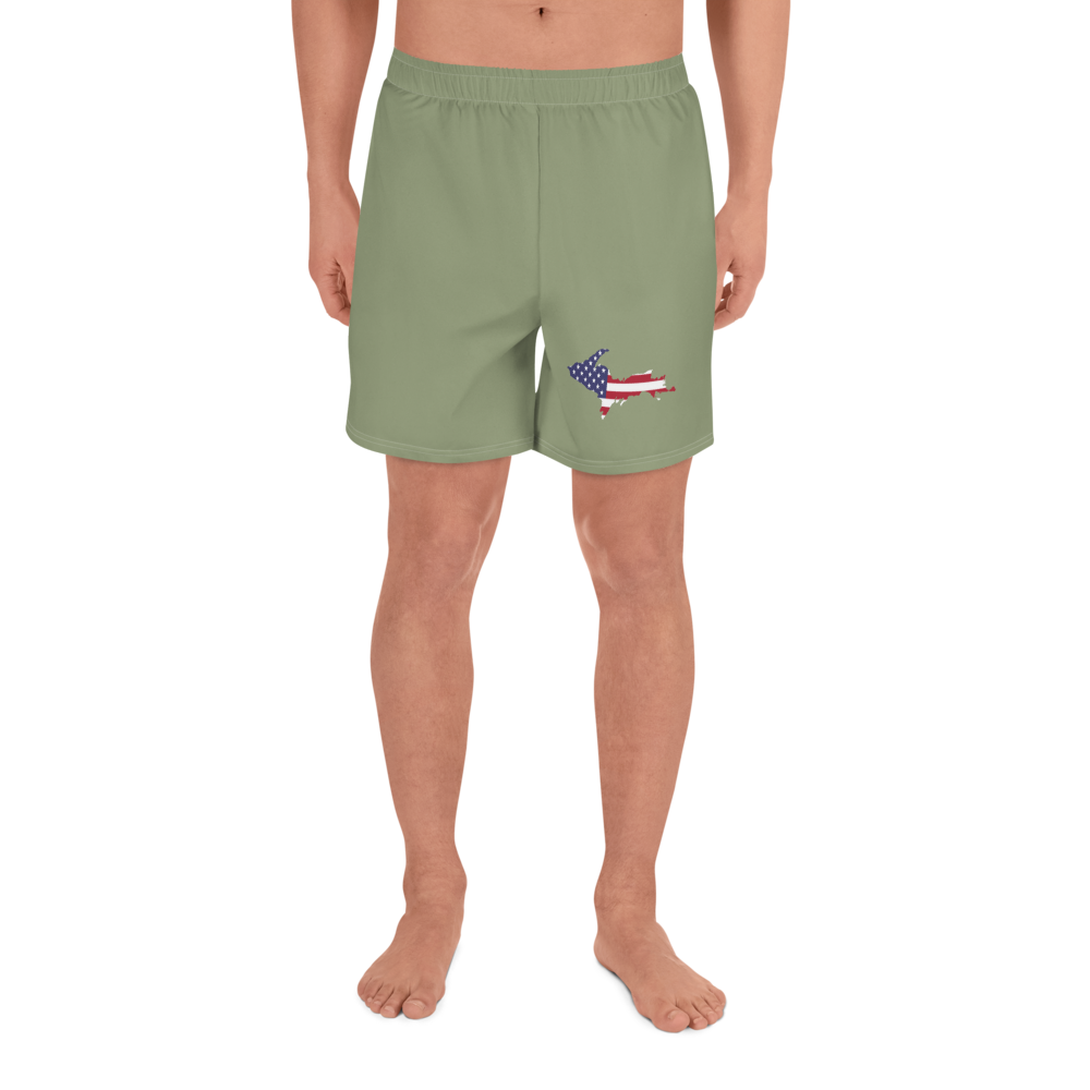 Michigan Upper Peninsula Athletic Shorts (w/ UP USA Outline) | Men's - Beachgrass Green