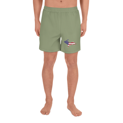 Michigan Upper Peninsula Athletic Shorts (w/ UP USA Outline) | Men's - Beachgrass Green