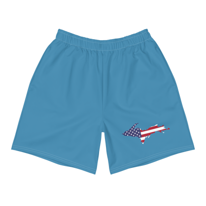 Michigan Upper Peninsula Athletic Shorts (w/ UP USA Flag) | Men's - Lake Michigan Blue