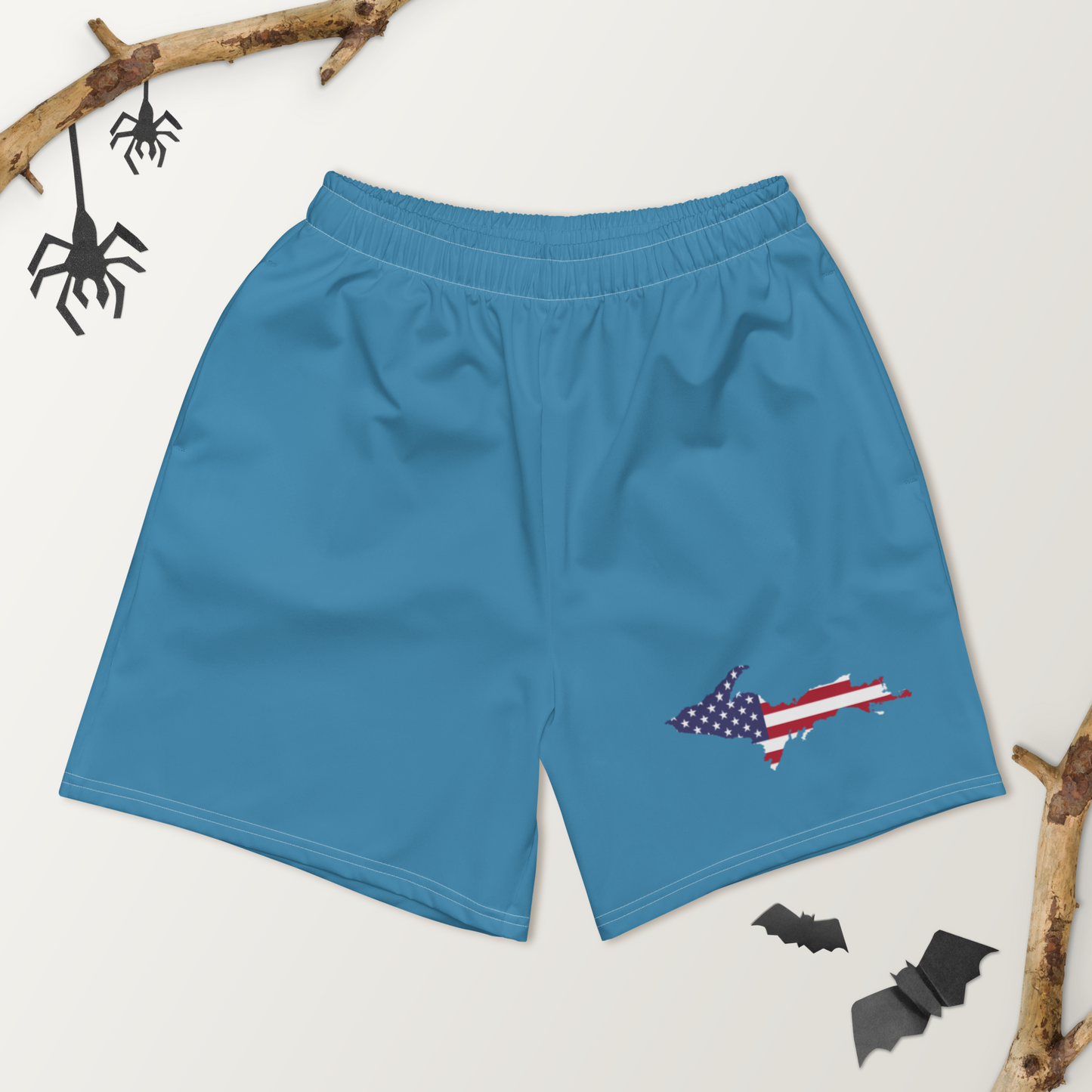 Michigan Upper Peninsula Athletic Shorts (w/ UP USA Flag) | Men's - Lake Michigan Blue