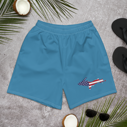 Michigan Upper Peninsula Athletic Shorts (w/ UP USA Flag) | Men's - Lake Michigan Blue