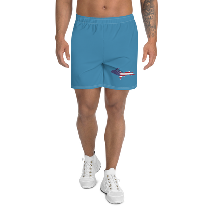 Michigan Upper Peninsula Athletic Shorts (w/ UP USA Flag) | Men's - Lake Michigan Blue