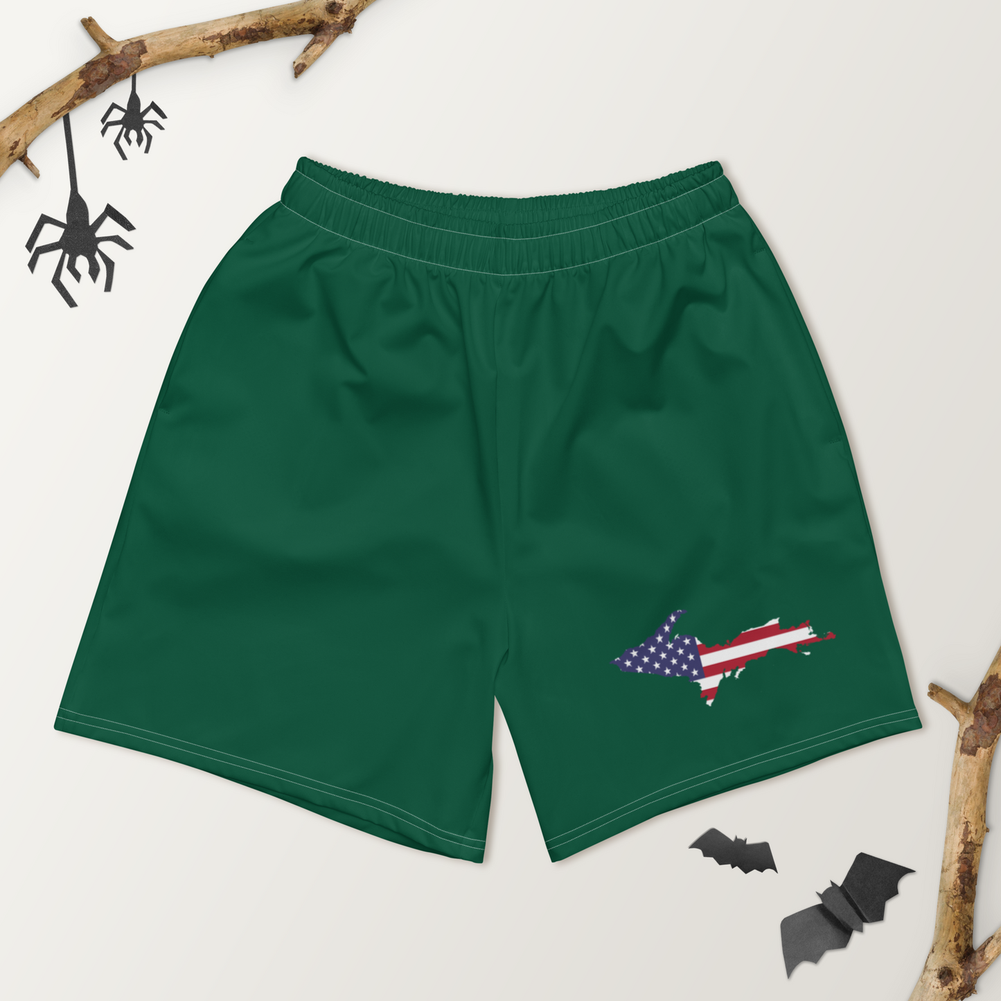 Michigan Upper Peninsula Athletic Shorts (w/ UP USA Flag) | Men's - Superior Green