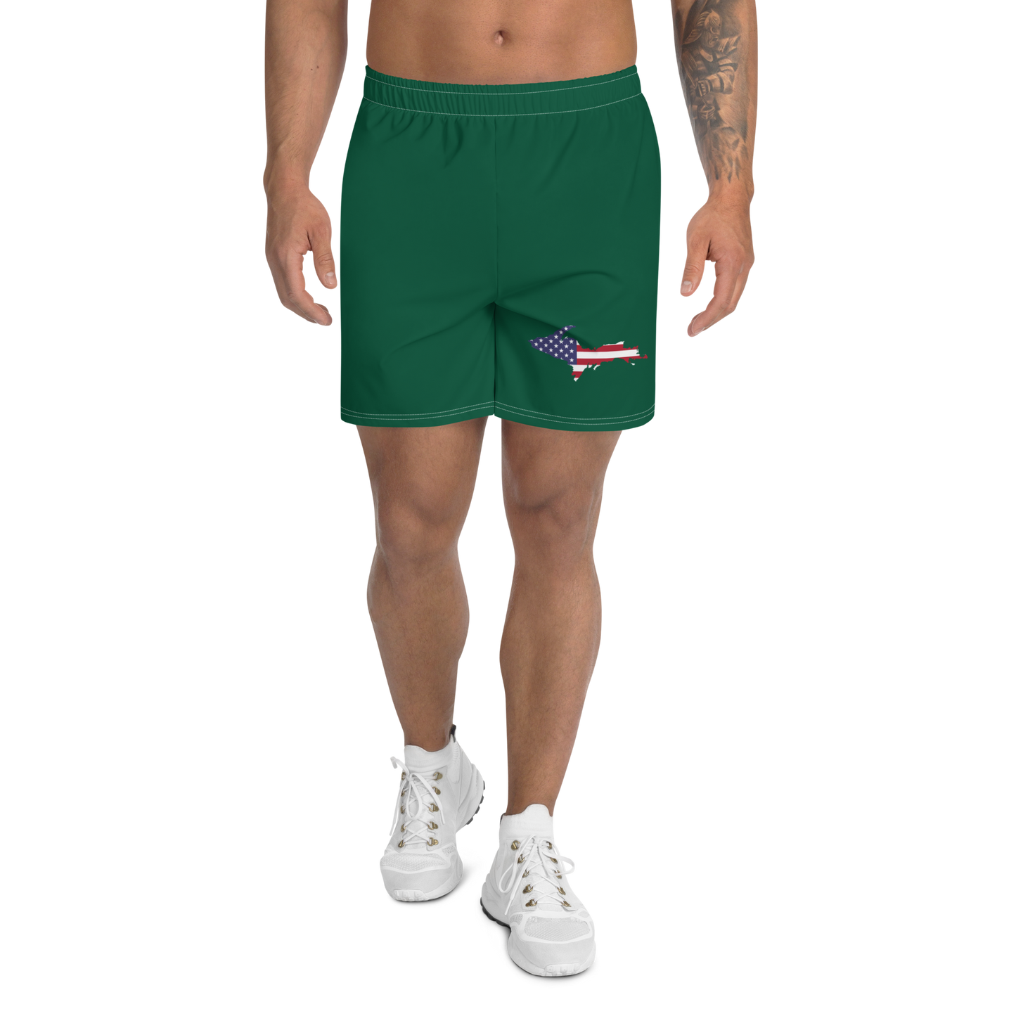 Michigan Upper Peninsula Athletic Shorts (w/ UP USA Flag) | Men's - Superior Green