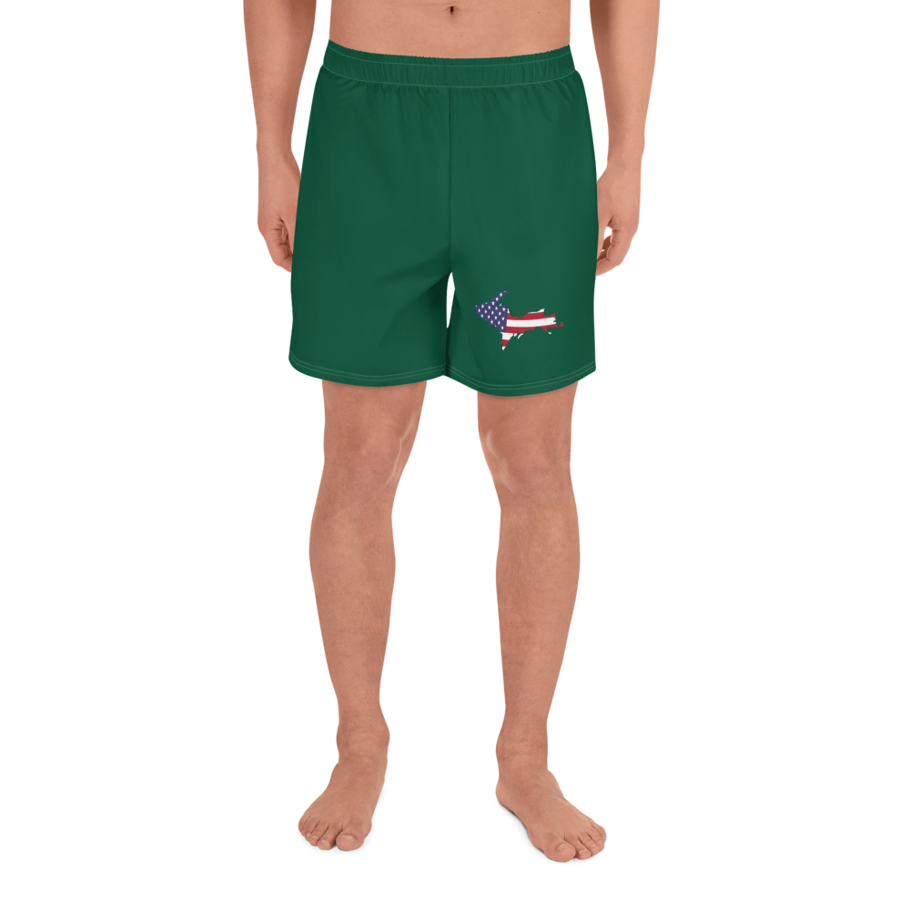 Michigan Upper Peninsula Athletic Shorts (w/ UP USA Flag) | Men's - Superior Green