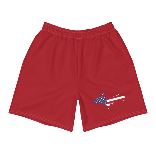 Michigan Upper Peninsula Athletic Shorts (w/ UP USA Flag) | Men's - Thimbleberry Red