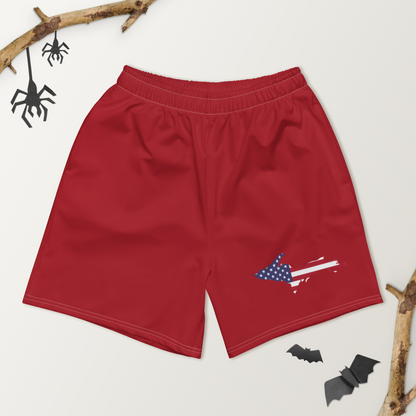 Michigan Upper Peninsula Athletic Shorts (w/ UP USA Flag) | Men's - Thimbleberry Red