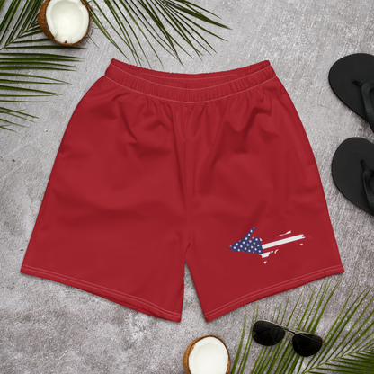 Michigan Upper Peninsula Athletic Shorts (w/ UP USA Flag) | Men's - Thimbleberry Red