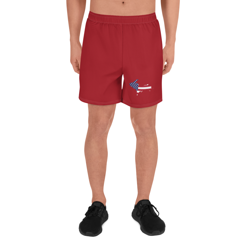 Michigan Upper Peninsula Athletic Shorts (w/ UP USA Flag) | Men's - Thimbleberry Red