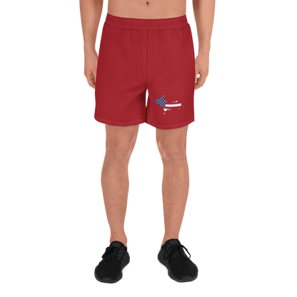 Michigan Upper Peninsula Athletic Shorts (w/ UP USA Flag) | Men's - Thimbleberry Red