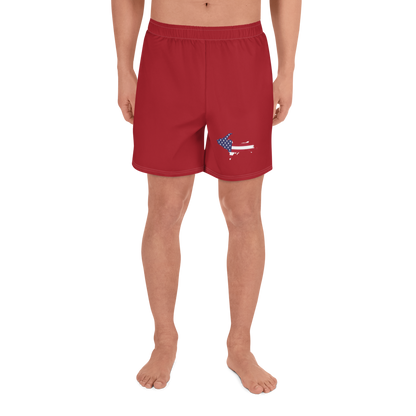 Michigan Upper Peninsula Athletic Shorts (w/ UP USA Flag) | Men's - Thimbleberry Red