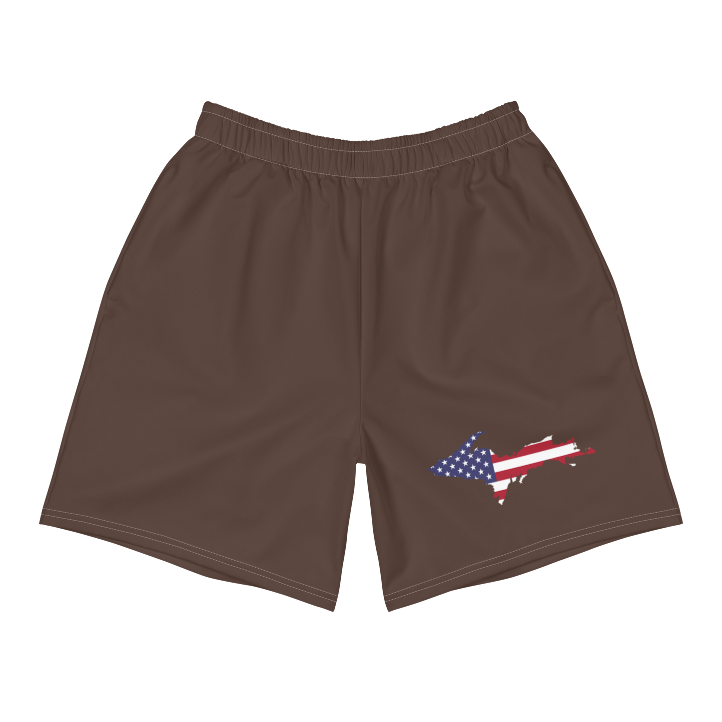 Michigan Upper Peninsula Athletic Shorts (w/ UP USA Flag) | Men's - Hickory Color