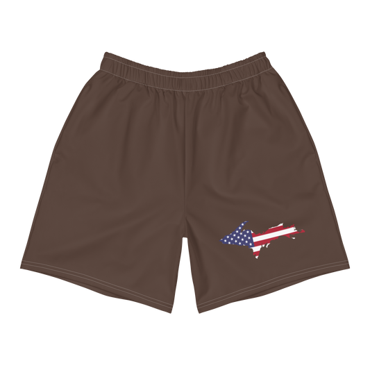 Michigan Upper Peninsula Athletic Shorts (w/ UP USA Flag) | Men's - Hickory Color