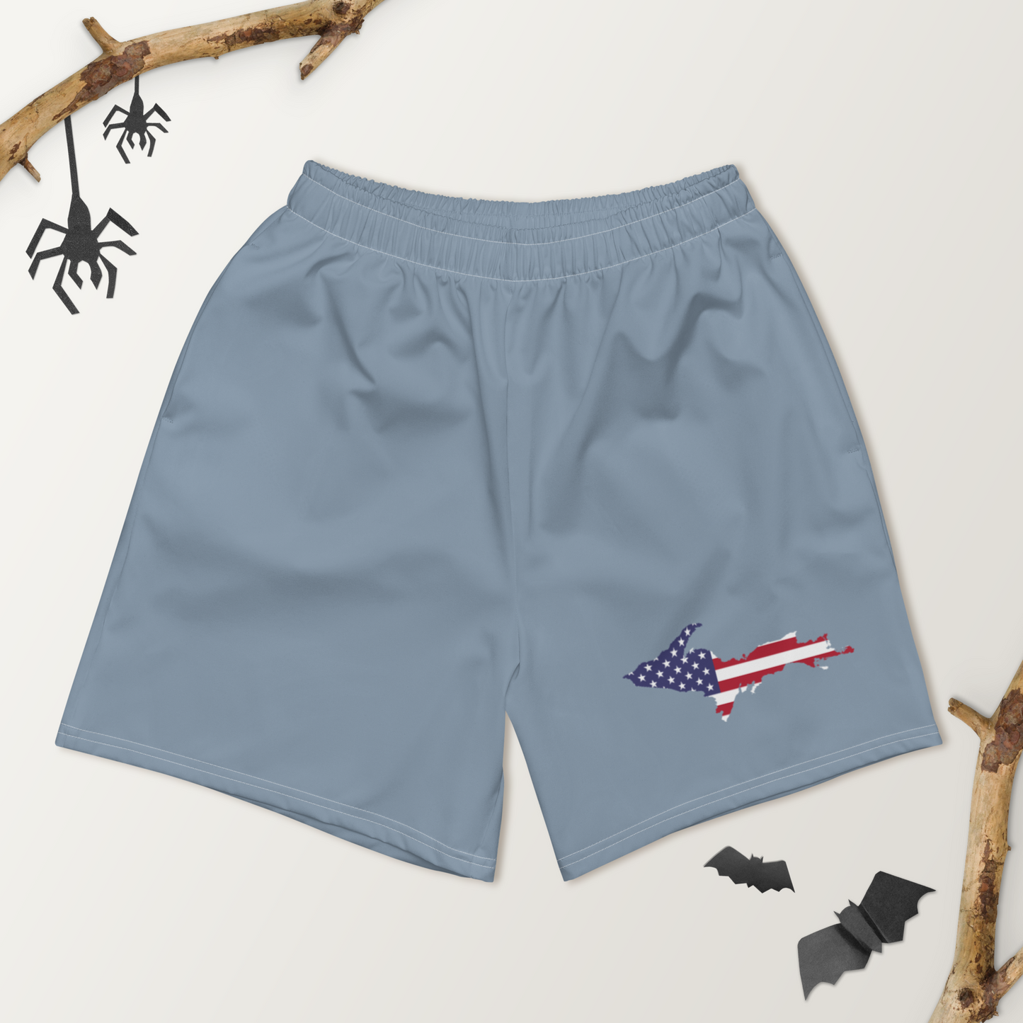 Michigan Upper Peninsula Athletic Shorts (w/ UP USA Flag) | Men's - B-24 Grey