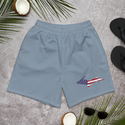 Michigan Upper Peninsula Athletic Shorts (w/ UP USA Flag) | Men's - B-24 Grey