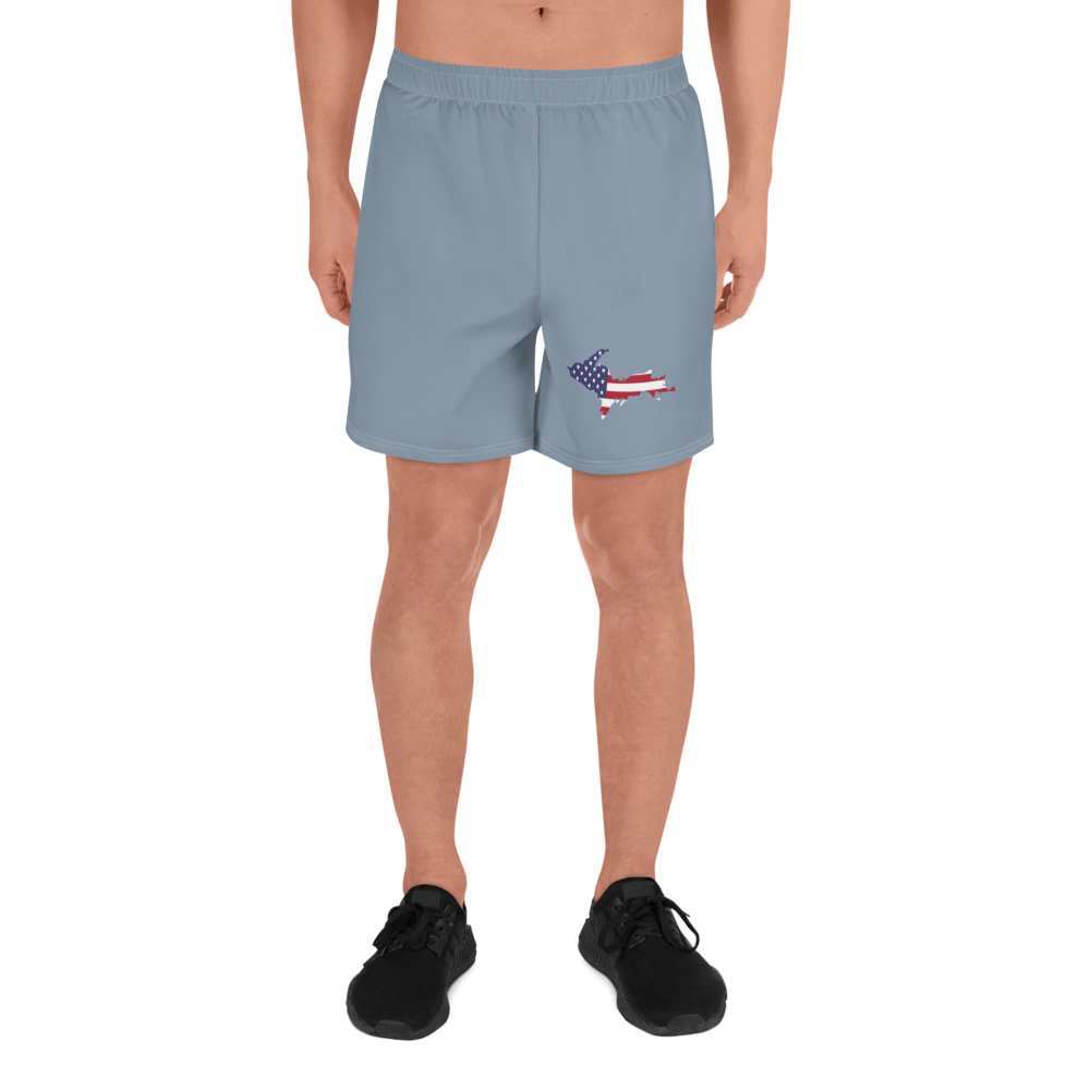 Michigan Upper Peninsula Athletic Shorts (w/ UP USA Flag) | Men's - B-24 Grey