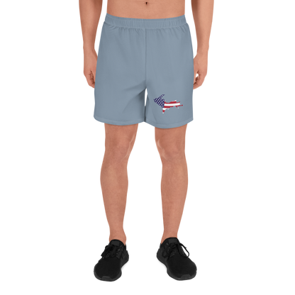 Michigan Upper Peninsula Athletic Shorts (w/ UP USA Flag) | Men's - B-24 Grey