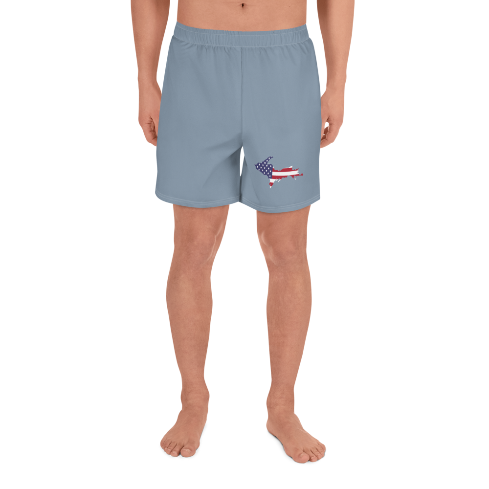 Michigan Upper Peninsula Athletic Shorts (w/ UP USA Flag) | Men's - B-24 Grey