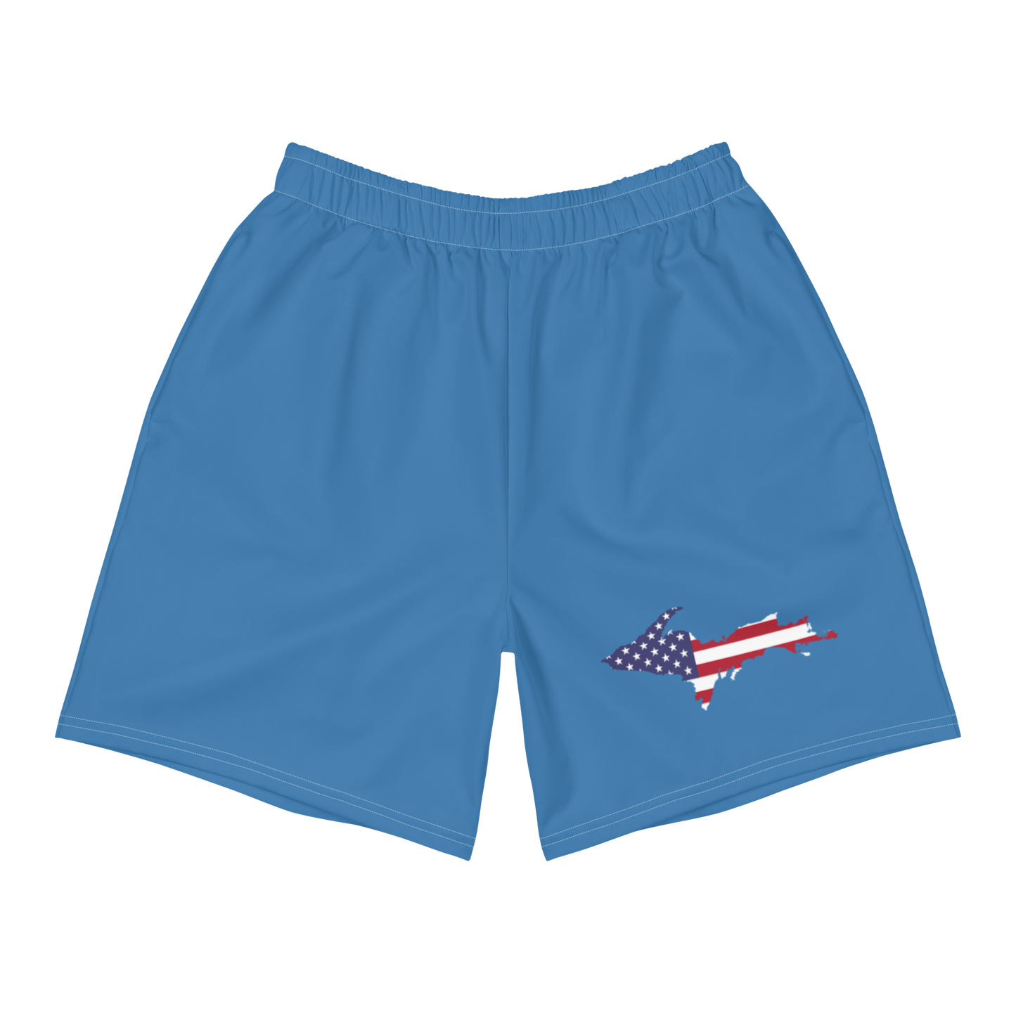 Michigan Upper Peninsula Athletic Shorts (w/ UP USA Flag) | Men's - Lake Superior Blue