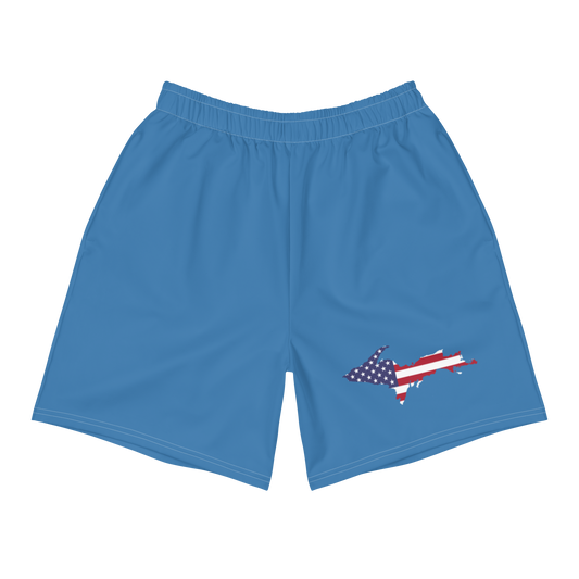 Michigan Upper Peninsula Athletic Shorts (w/ UP USA Flag) | Men's - Lake Superior Blue