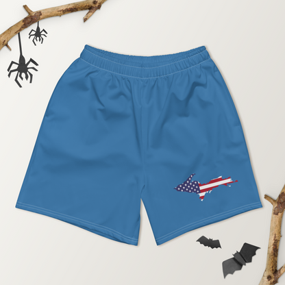 Michigan Upper Peninsula Athletic Shorts (w/ UP USA Flag) | Men's - Lake Superior Blue