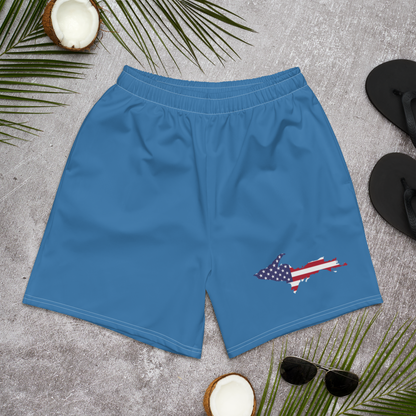 Michigan Upper Peninsula Athletic Shorts (w/ UP USA Flag) | Men's - Lake Superior Blue