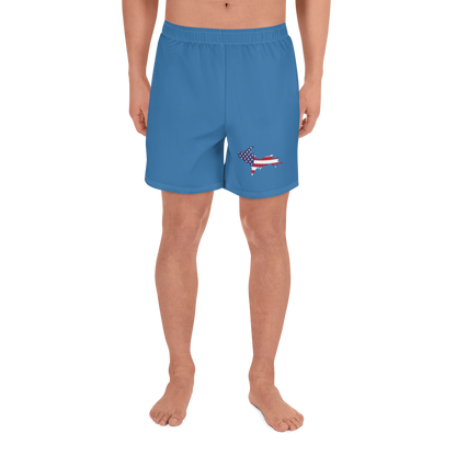 Michigan Upper Peninsula Athletic Shorts (w/ UP USA Flag) | Men's - Lake Superior Blue