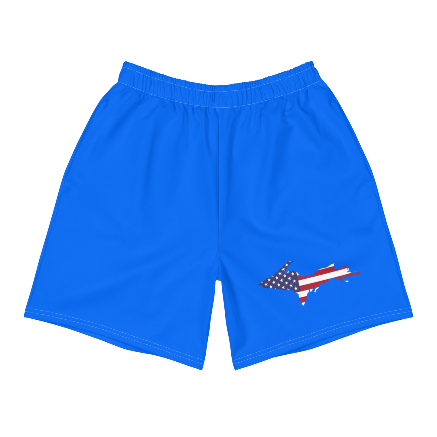 Michigan Upper Peninsula Athletic Shorts (w/ UP USA Flag) | Men's - Motor Town Blue