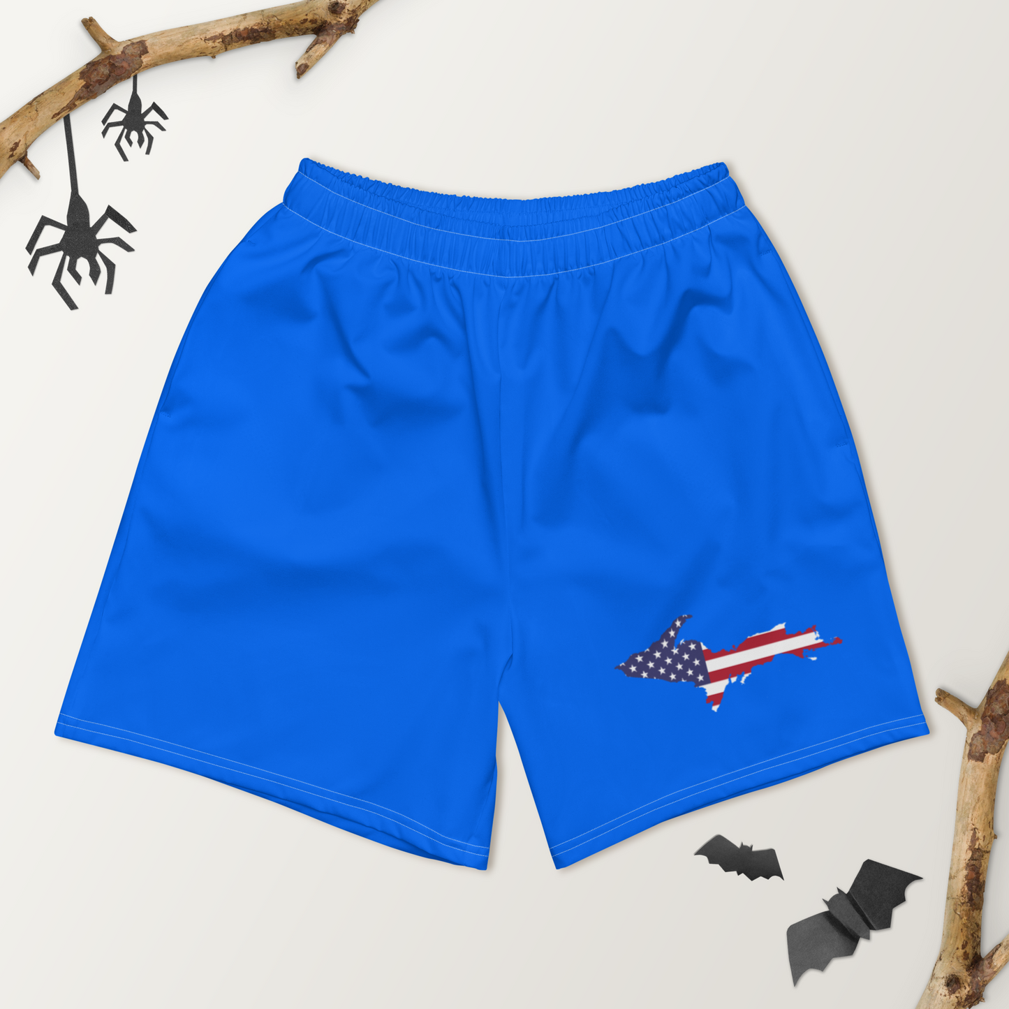 Michigan Upper Peninsula Athletic Shorts (w/ UP USA Flag) | Men's - Motor Town Blue