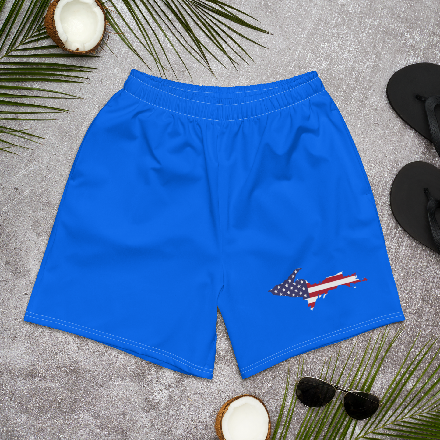 Michigan Upper Peninsula Athletic Shorts (w/ UP USA Flag) | Men's - Motor Town Blue