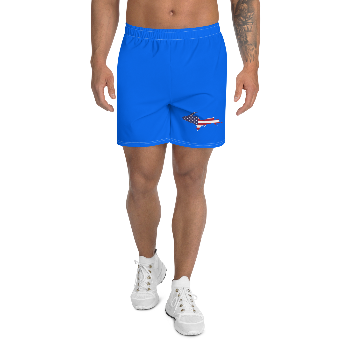 Michigan Upper Peninsula Athletic Shorts (w/ UP USA Flag) | Men's - Motor Town Blue