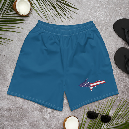 Michigan Upper Peninsula Athletic Shorts (w/ UP USA Flag) | Men's - Blueberry