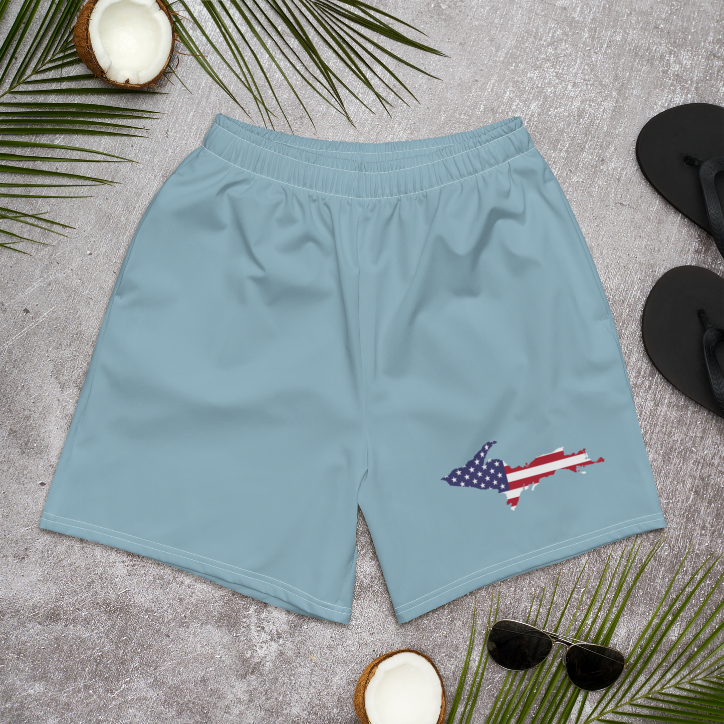 Michigan Upper Peninsula Athletic Shorts (w/ UP USA Flag) | Men's - Opal Blue