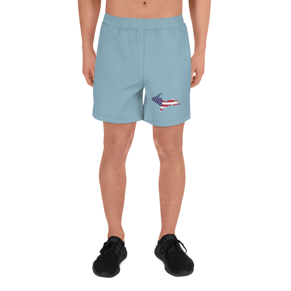 Michigan Upper Peninsula Athletic Shorts (w/ UP USA Flag) | Men's - Opal Blue