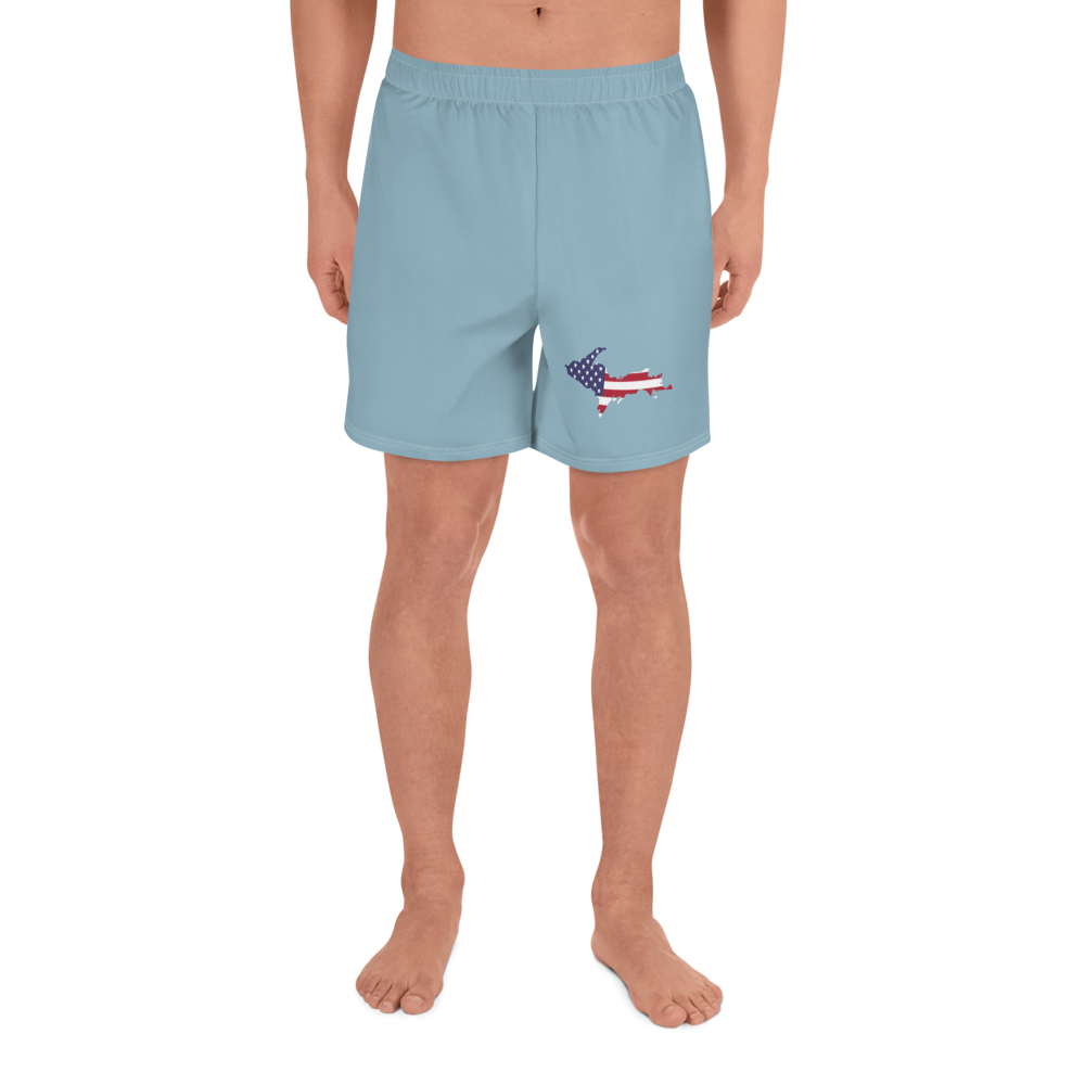 Michigan Upper Peninsula Athletic Shorts (w/ UP USA Flag) | Men's - Opal Blue